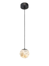 Venetian hanglamp d:10cm zwart met alabaster - Maretti