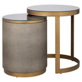 Bijzettafel Bloomville brass shagreen incl. glass (Set of 2) - Richmond Interiors