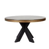 Eettafel Bloomville brass shagreen incl. glass top 140Ø - Richmond Interiors