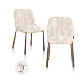 Eetkamerstoel Lana beige graffic (Set of 2) - Richmond Interiors