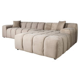 Bank Cube khaki velvet 3-seater + lounge right - Richmond Interiors