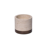 Travertine kaarshouder M Ø9,5x6,5cm incl. hout plateau - Mooisa