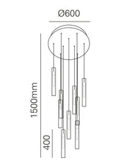 Icon hanglamp 9-lichts smoke - Maretti