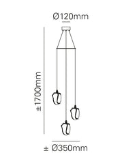 Glass Jewel Hanglamp 3-lichts brons - Maretti