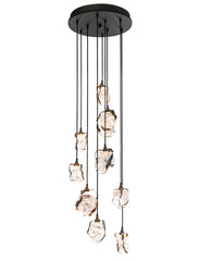 Glass Jewel Hanglamp rond 9-lichts brons - Maretti