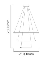 Zero hanglamp 3-rings 125W oud messing - Maretti