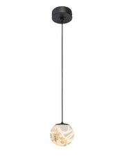 Venetian hanglamp d:10cm zwart met alabaster - Maretti