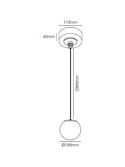 Venetian hanglamp d:10cm zwart met alabaster - Maretti