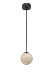 Venetian hanglamp d:15cm zwart met alabaster - Maretti