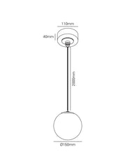 Venetian hanglamp d:15cm zwart met alabaster - Maretti
