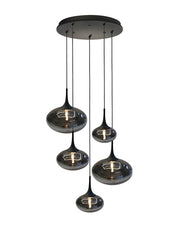 Paradiso rond hanglamp 5 lichts smoke - Maretti