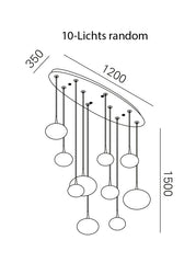 Paradiso ovaal hanglamp 10 lichts opaal - Maretti