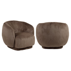 Lounge chair Negreslo brown fluffy swivel - Richmond Interiors