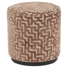 Poef & Voetenbank Lexie brown labyrinth 45Ø - Richmond Interiors