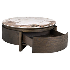 Coffee table Langford brown 90Ø 1-drawer - Richmond Interiors