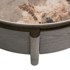 Coffee table Langford brown 90Ø 1-drawer - Richmond Interiors