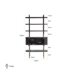 Wandkast Jameson 2-deuren 4-planken (Charcoal) - Richmond Interiors