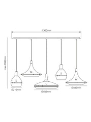 Hala SLICED hanglamp rechthoekig 5-lichts - Maretti