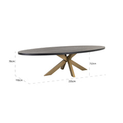 Dining table Watson 235 incl. spider leg gold (Black) - Richmond Interiors