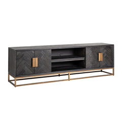 TV cabinet Blackbone brass 4-doors 200 (Black rustic) - Richmond Interiors