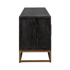 TV-dressoir Blackbone brass 4-deuren 200 (Black rustic) - Richmond Interiors