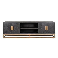 TV cabinet Blackbone brass 4-doors 200 (Black rustic) - Richmond Interiors