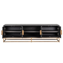 TV-dressoir Blackbone brass 4-deuren 200 (Black rustic) - Richmond Interiors