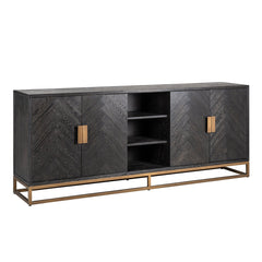 Dressoir Blackbone brass 4-deuren + open vak (Black rustic) - Richmond Interiors