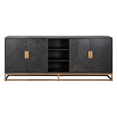 Dressoir Blackbone brass 4-deuren + open vak (Black rustic) - Richmond Interiors