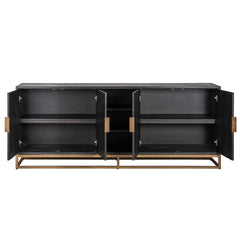 Dressoir Blackbone brass 4-deuren + open vak (Black rustic) - Richmond Interiors