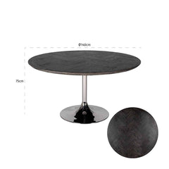 Esstisch Blackbone Ø140 silber (Black rustic) - Richmond Interiors