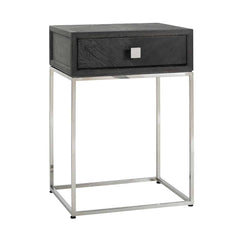 Nightstand Blackbone silver 1-drawer (Black rustic) - Richmond Interiors