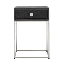 Nightstand Blackbone silver 1-drawer (Black rustic) - Richmond Interiors