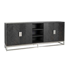 Dressoir Blackbone silver 4-deuren + open vak (Black rustic) - Richmond Interiors