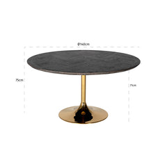 Esstisch Blackbone gold Ø140  (Black rustic) - Richmond Interiors