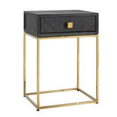 Nightstand Blackbone gold 1-drawer (Black rustic) - Richmond Interiors