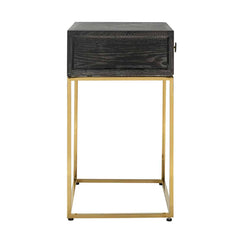 Nightstand Blackbone gold 1-drawer (Black rustic) - Richmond Interiors