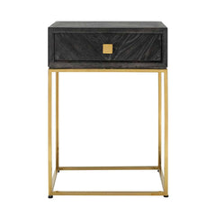 Nightstand Blackbone gold 1-drawer (Black rustic) - Richmond Interiors