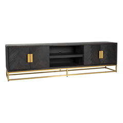 TV cabinet Blackbone gold 4-doors 220 (Black rustic) - Richmond Interiors