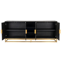 Dressoir Blackbone gold 4-deuren + open vak (Black rustic) - Richmond Interiors