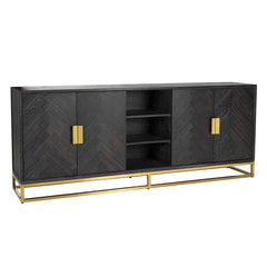 Dressoir Blackbone gold 4-deuren + open vak (Black rustic) - Richmond Interiors