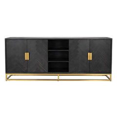 Dressoir Blackbone gold 4-deuren + open vak (Black rustic) - Richmond Interiors