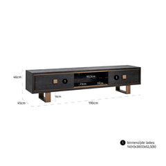 TV-dressoir Hunter 2-laden (Black rustic) - Richmond Interiors