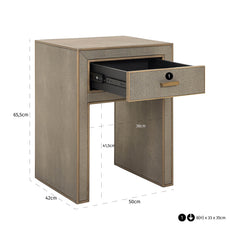 Nightstand Bloomville brass shagreen incl. glass top - Richmond Interiors