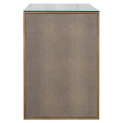 Nachtkastje Bloomville brass shagreen incl. glass top - Richmond Interiors