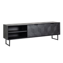 Fernsehkommode Blax 2-Klappen 1-Regal (Black) - Richmond Interiors