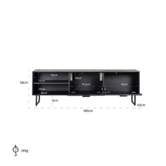 Fernsehkommode Blax 2-Klappen 1-Regal (Black) - Richmond Interiors