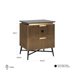 Nightstand Ironville 2-drawers (Gold) - Richmond Interiors