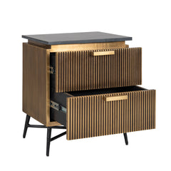 Nightstand Ironville 2-drawers (Gold) - Richmond Interiors