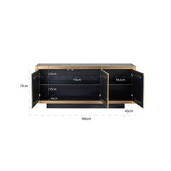 Sideboard Collada 3-Türen (Brushed Gold) - Richmond Interiors